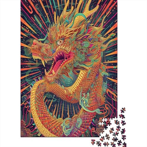 Drache 1000 Stück Puzzles Für Erwachsene Teenager Stress Abbauen Familien-Puzzlespiel 1000-teiliges Puzzle Kinder Lernspiel Spielzeug Geschenk Puzzel 1000pcs (75x50cm) von BBQYNVKJR