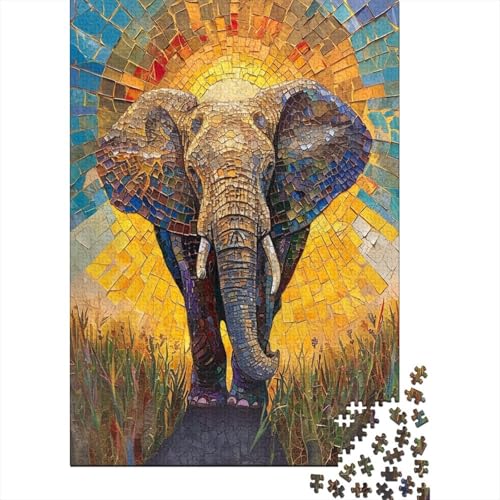 Elefant 1000 Stück Puzzles Für Erwachsene Teenager Stress Abbauen Familien-Puzzlespiel Mit Poster in 1000-teiliges Puzzle Kinder Lernspiel Spielzeug Geschenk Puzzel 1000pcs (75x50cm) von BBQYNVKJR