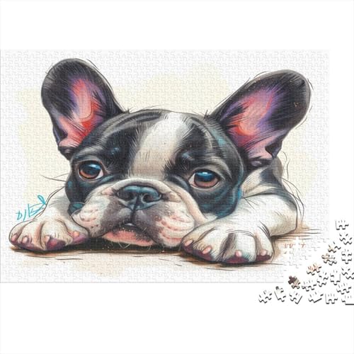 Französische Bulldogge Puzzlespiel 1000 Teile Jigsaw Puzzle 1000 Puzzle FüR Erwachsene Kinder Senioren Erwachsenen Puzzlespiel Puzzel 1000pcs (75x50cm) von BBQYNVKJR