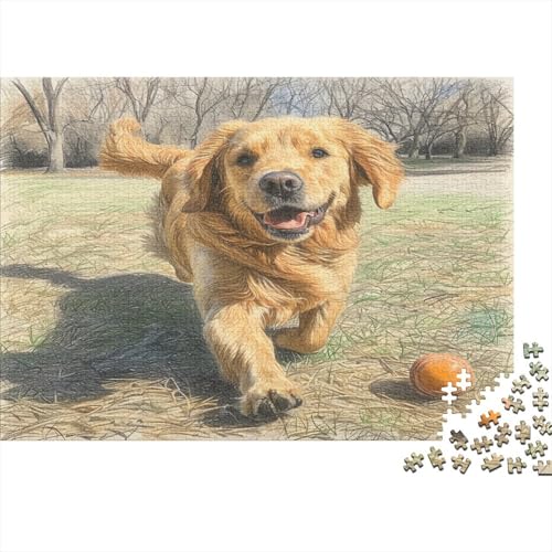 Golden Retriever 1000 Teile, Impossible Puzzle,Geschicklichkeitsspiel Für Die Ganze Familie, Erwachsenenpuzzle Ab 14 Jahren Puzzel 1000pcs (75x50cm) von BBQYNVKJR