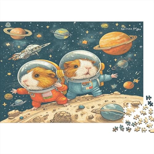 Guinea Schweins Explore Space 1000 Teile, Impossible Puzzle,Geschicklichkeitsspiel Für Die Ganze Familie, Erwachsenenpuzzle Ab 14 Jahren Puzzel 1000pcs (75x50cm) von BBQYNVKJR