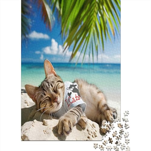 Kat Puzzle 1000 Teile,für Erwachsene, Impossible Puzzle,farbenfrohes Legespiel,Geschicklichkeitsspiel Für Die Ganze Familie,Erwachsenenpuzzle Puzzel 1000pcs (75x50cm) von BBQYNVKJR