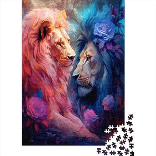 Löwe 1000 Stück Puzzles Für Erwachsene Teenager Stress Abbauen Familien-Puzzlespiel Mit Poster in 1000-teiliges Puzzle Kinder Lernspiel Spielzeug Geschenk Puzzel 1000pcs (75x50cm) von BBQYNVKJR