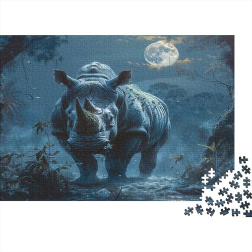 Rhino Puzzle 1000 Teile,Puzzle Für Erwachsene, Impossible Puzzle,Puzzle Farbenfrohes Legespiel,GesKükenlichkeitsspiel Für Die Ganze Familie Puzzel 1000pcs (75x50cm) von BBQYNVKJR