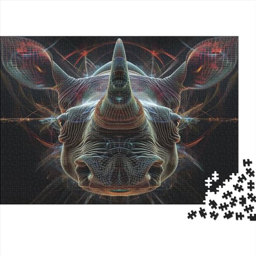 Rhinoceros 1000 Teile,Impossible Puzzle,GesKükenlichkeitsspiel Für Die Ganze Familie, Erwachsenen Puzzlespiel Puzzel 1000pcs (75x50cm) von BBQYNVKJR