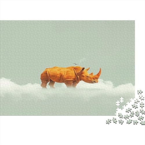 Rhinoceros 1000 Teile,Impossible Puzzle,Geschicklichkeitsspiel Für Die Ganze Familie, Erwachsenen Puzzlespiel Puzzel 1000pcs (75x50cm) von BBQYNVKJR