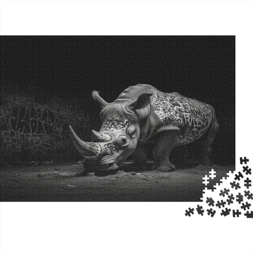 Rhinoceros Puzzle 1000 Teile Erwachsener Kniffel Spaß Für Die Ganze Familie - Abwechslungsreiche 1000 Puzzleteilige Motive Puzzle Erwachsene, Puzzel 1000pcs (75x50cm) von BBQYNVKJR