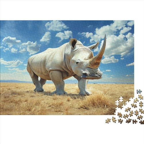 Rhinoceros Puzzle 1000 Teile - Puzzle Für Erwachsene, Puzzle, Puzzlespiel Erwachsenen Puzzlespiel Puzzel 1000pcs (75x50cm) von BBQYNVKJR