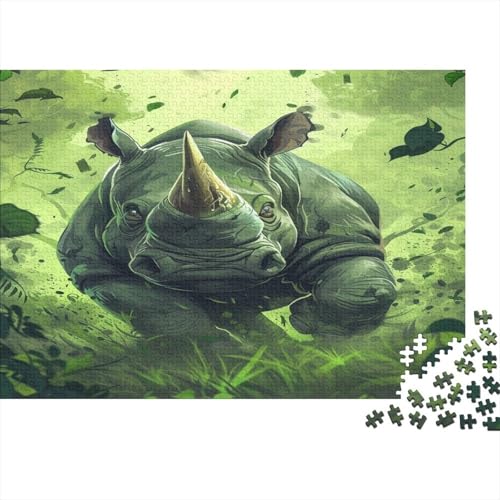 Rhinoceros Puzzle 1000 Teile Puzzle Für Erwachsene Und Kinder Ab 14 Jahren Puzzel 1000pcs (75x50cm) von BBQYNVKJR