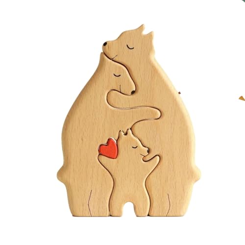 Personalisiertes Holzbär-Puzzle, Holzbär-Familienfiguren, Zuhause, Tisch, Buchregal, Dekoration, Holzschnitzerei-Ornamente (3) von BBTISG