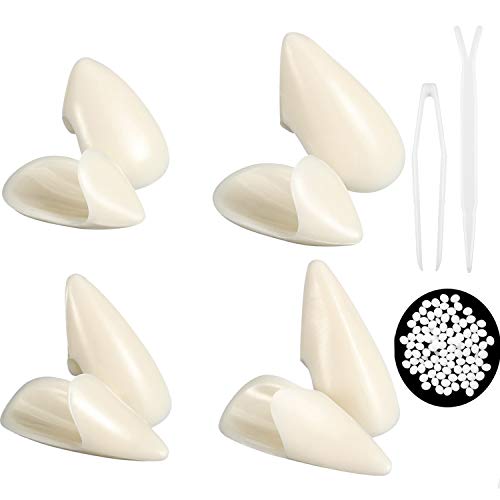 8 Sets Vampir Zähne Reißzähne Halloween Party Cosplay Zahnersatz Stütze Dekoration 4 Größe Grusel Falsche Zähne Gefälschte Zähne Prop mit Zahn Pellet Installation Werkzeug Anleitung für Kostüm Party von BBTO