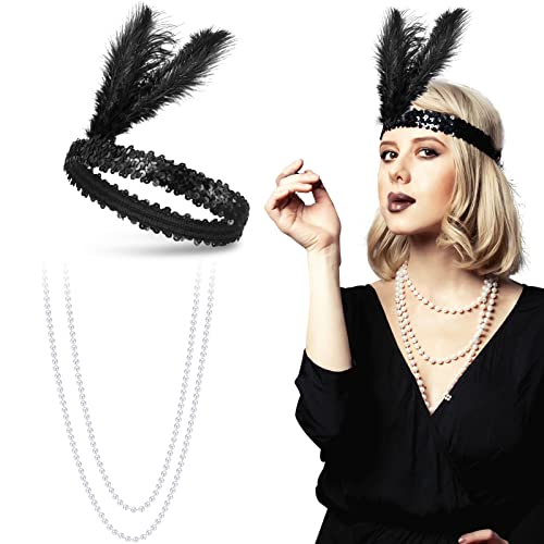 1920er Jahre Accessoires Set 20er Halloween Kostüm Zubehör Flapper Feder Stirnband Künstlich Perlenkette für Frauen Damen Kostüm Verkleidung Party Zubehör 1920er Jahre Accessoires Set 20er Halloween Kostüm Zubehör Flapper Feder Stirnband Künstlich Perlenkette für Frauen Damen Kostüm Verkleidung Party Zubehör von BBTO