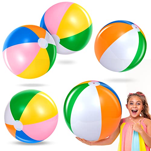 BBTO 5 Stück Strandbälle 60 cm Aufblasbare Wasserbälle Regenbogen Schwimmbad Bälle Aufblasbare Pool Bälle Wasserspielzeug Strandspielzeug für Sommer Spiele im Freien Strand Schwimmbad Zubehör von BBTO