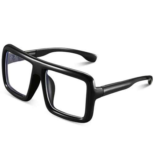 BBTO Nerd Brille mit Klaren Gläsern Retro Zauberer Brille Dicke Lustige Streber Brille Nerd Kostüm Brille für Erwachsene (Rechteckig) von BBTO