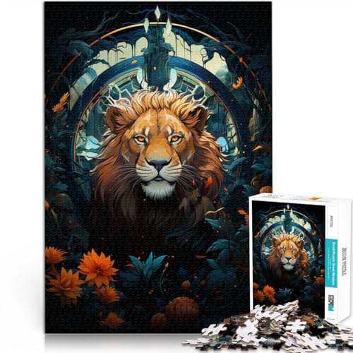 Mikro-Schwierigkeitspuzzle, Löwenkunst, farbenfrohe Puzzles für Erwachsene, 1000 Stück, 50 x 75 cm, Holzpuzzle, Lernspielzeug für Teenager und Kinder, Familienspiele von BBVNFLIR