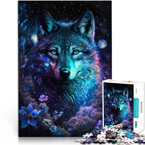 Mikro-Schwierigkeitspuzzle, Wolf und Blumen, 1000 Teile, Puzzle, 50 x 75 cm, Holzpuzzle für Erwachsene und Kinder ab 14 Jahren, Spielzeug-Wanddekoration von BBVNFLIR