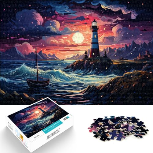 Mikro-Schwierigkeitspuzzle „Leuchtturm am Meer“, 1000 Teile, Puzzle für Erwachsene, 50 x 75 cm, Holzpuzzle, geeignet für Erwachsene und Kinder ab 14 Jahren von BBVNFLIR