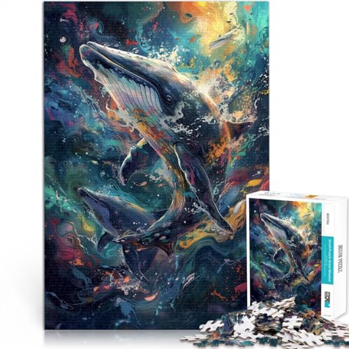 Mikroschwieriges Puzzle „Wale in der Galaxie“, 1000-teiliges Puzzle, Lernspiele, 50 x 75 cm, Holzpuzzle für Erwachsene und Kinder ab 14 Jahren, Geschenke für Freunde und Familie von BBVNFLIR