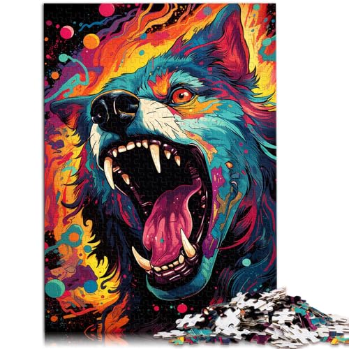 Puzzle, Malerei, Farbe, Wolf, Puzzle 1000 Teile für Erwachsene, 50 x 75 cm, Holzpuzzle, geeignet für Erwachsene und Jugendliche ab 14 Jahren, pädagogisches Lernpuzzle von BBVNFLIR