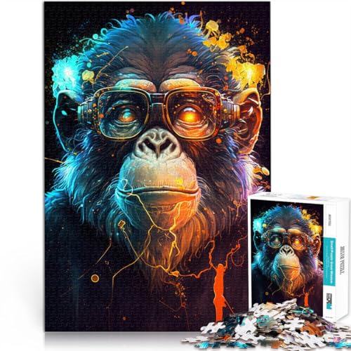 Puzzle AFFE mit Brille für Erwachsene 1000-teiliges Puzzle 50x75cm Holzpuzzle Jugendliche und Kinder Heimlernspiele DIY-Spielzeug von BBVNFLIR