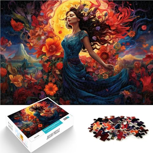 Puzzle Frau in Blumen, 1000 Teile, 50 x 75 cm, Holzpuzzle für Erwachsene und Kinder ab 14 Jahren, entspannendes, intellektuelles Lernspielzeug von BBVNFLIR