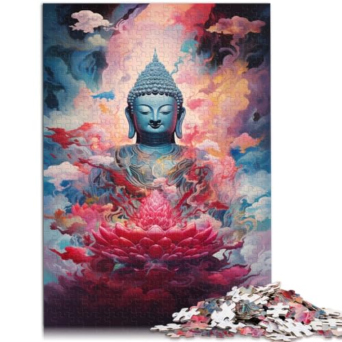 Puzzle-Geschenk, Lotus- und Buddha-Statue, Puzzle 1000 Teile, 50 x 75 cm, Holzpuzzle für Erwachsene und Kinder, Lernspielzeug, Familienspiele von BBVNFLIR