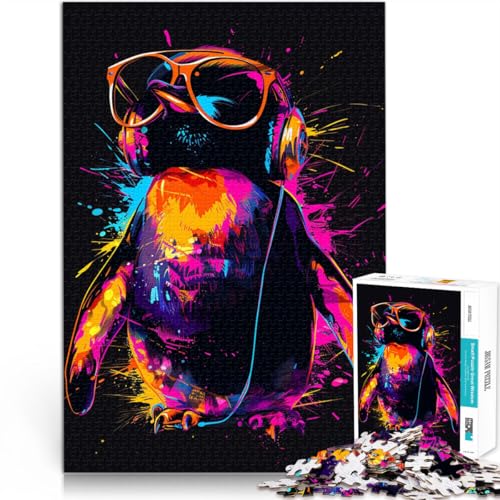 Puzzle-Geschenk, Pinguin mit Kopfhörern, 1000 Teile Puzzle 50 x 75 cm, geeignet für Erwachsene und Jugendliche ab 14 Jahren, Spiele, Spielzeug, Geschenk von BBVNFLIR