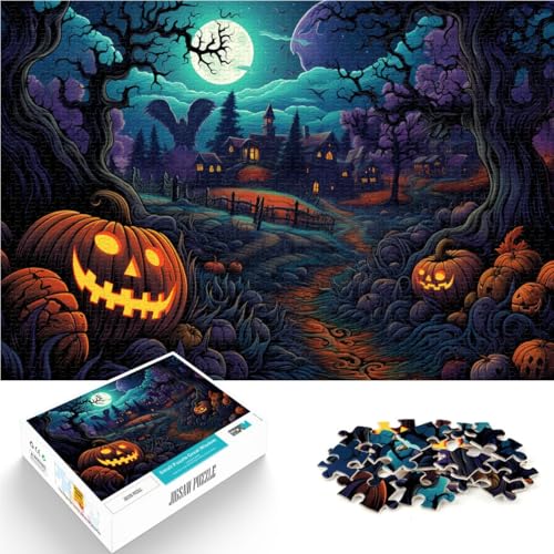 Puzzle Halloween Horrornacht 1000-teiliges Puzzlespiel 50x75cm Holzpuzzle für Erwachsene und Kinder ab 14 Jahren Puzzle Stressabbau-Spielzeug von BBVNFLIR