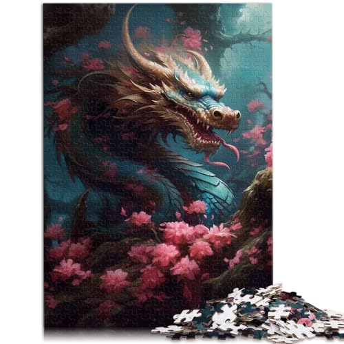 Puzzle Japanischer Drache Kirsche Puzzle für Erwachsene 1000 50x75cm Holzpuzzle für 14-Jährige Lernspiele für Erwachsene und Kinder von BBVNFLIR