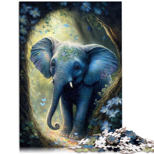 Puzzle Kleiner süßer Elefant, 1000 Teile, Puzzle für Erwachsene, 50 x 75 cm, Holzpuzzle für Erwachsene und Kinder ab 14 Jahren, Spielzeug-Wanddekoration von BBVNFLIR