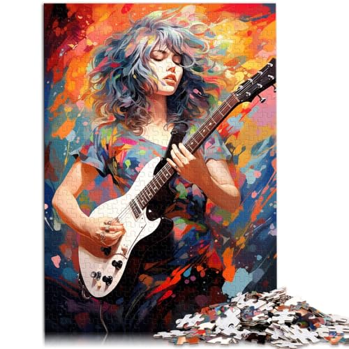 Puzzle Mädchen spielt Gitarre, Puzzle 1000 Teile für Erwachsene, 50 x 75 cm, Holzpuzzle für Erwachsene und Kinder ab 14 Jahren, Spielzeug, Wanddekoration von BBVNFLIR