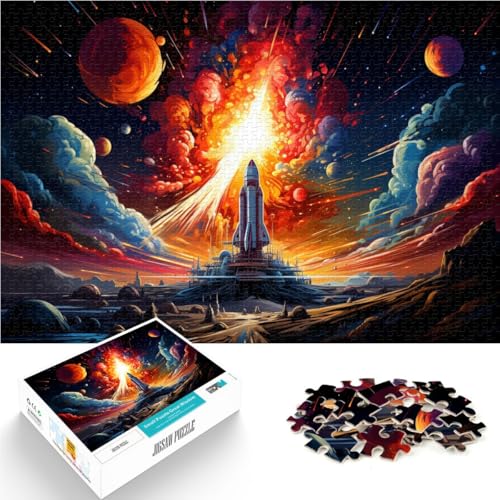 Puzzle Magische Bunte Rakete Puzzle 1000 Teile 50x75cm Holzpuzzle für Erwachsene und Kinder ab 14 Jahren Einzigartige Geburtstags von BBVNFLIR