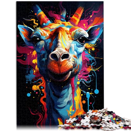 Puzzle Malerei, farbige Giraffe, 1000 Teile, Puzzle für Erwachsene, 50 x 75 cm, Holzpuzzle für Familienspaß und Spieleabende von BBVNFLIR