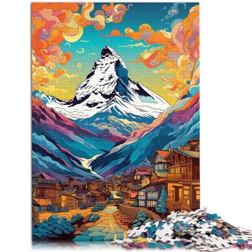 Puzzle Zermatt, bunt, 1000 Teile, Puzzle für Erwachsene, Geschenke, 50 x 75 cm, Holzpuzzle für Kinder ab 14 Jahren, anspruchsvoll, Aber unterhaltsam und humorvoll von BBVNFLIR