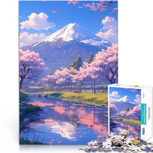 Puzzle für Bergdorf bei Sonnenuntergang, 1000-teiliges Holzpuzzle, 50 x 75 cm, für Erwachsene und Kinder ab 14 Jahren, Lernspiele für zu Hause, DIY-Spielzeug von BBVNFLIR