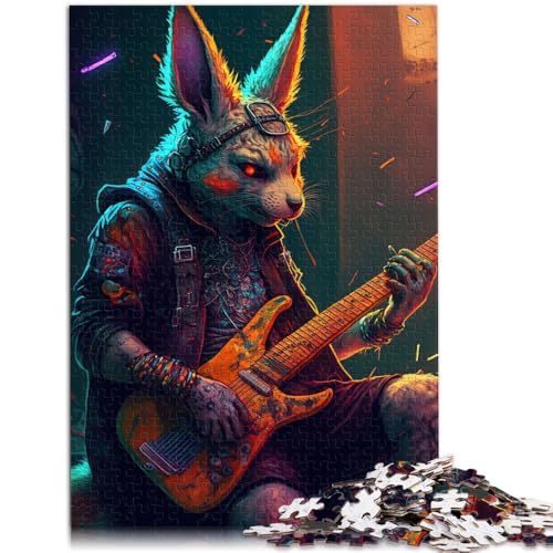 Puzzle für Erwachsene, Kaninchen, Gitarre, Tier, 1000 Teile, Puzzle für Erwachsene, 50 x 75 cm, Holzpuzzle für Jugendliche und Erwachsene, gutes Geschenk für Erwachsene und Kinder von BBVNFLIR