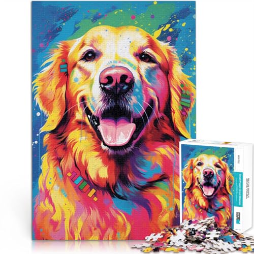 Puzzle für Erwachsene, Lächelnder Golden Retriever, Puzzle 1000 Teile für Erwachsene, 50 x 75 cm, Holzpuzzle für Erwachsene und Kinder ab 14 Jahren von BBVNFLIR