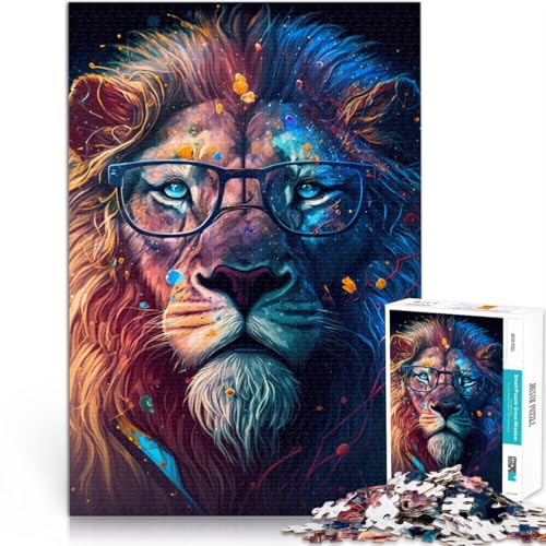 Puzzle für Erwachsene, Löwe mit Brille, 1000 Teile, Puzzle für Erwachsene, Geschenke, 50 x 75 cm, geeignet für Erwachsene und Kinder ab 14 Jahren, Spiele, Spielzeug, Geschenk von BBVNFLIR