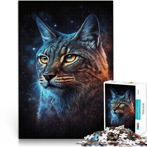 Puzzle für Erwachsene, Luchs, Tier-Galaxie, Puzzle 1000 Teile für Erwachsene, 50 x 75 cm, Holzpuzzle für Jugendliche und Kinder, Lernspiel für Erwachsene und Kinder von BBVNFLIR