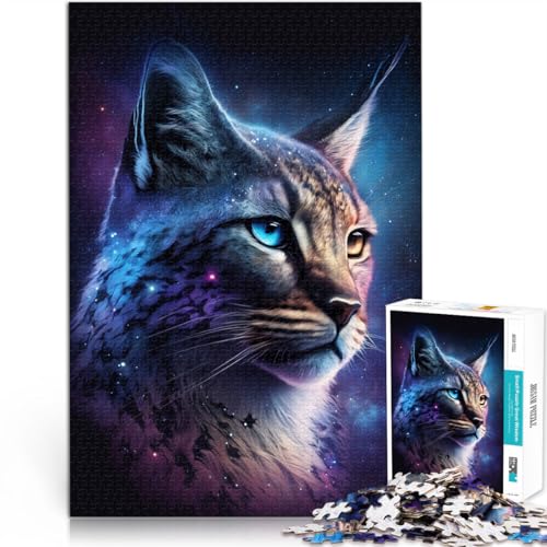 Puzzle für Erwachsene, Luchs-Tier-Galaxie, lustiges Puzzle für Erwachsene, 1000 Teile, 50 x 75 cm, Holzpuzzle für Erwachsene und Kinder ab 14 Jahren, Spielzeug, Denkspiel von BBVNFLIR