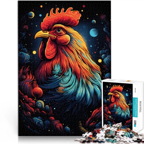 Puzzle für Erwachsene, Puzzle „Hahn im Weltraum“, 1000 Teile, für Erwachsene, 50 x 75 cm, Holzpuzzle für Erwachsene und Kinder ab 14 Jahren, tolle Geschenke zu Weihnachten von BBVNFLIR