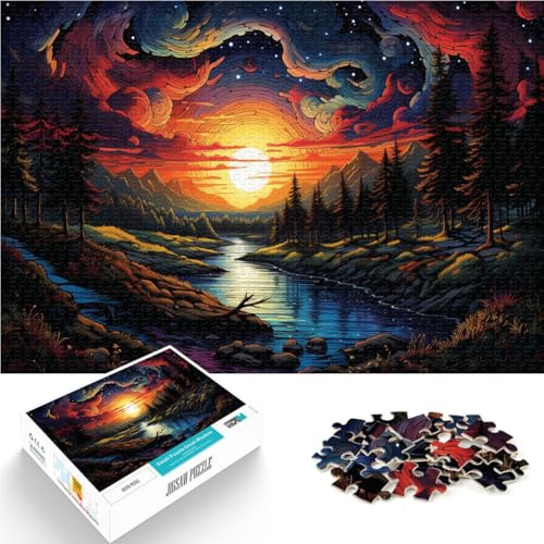 Puzzle für Erwachsene, Sonnenuntergang, Fantasiewald, 1000 Teile, Puzzle für Erwachsene, 50 x 75 cm, Holzpuzzle für Erwachsene und Kinder ab 14 Jahren, Spiele, Spielzeug, Geschenk von BBVNFLIR