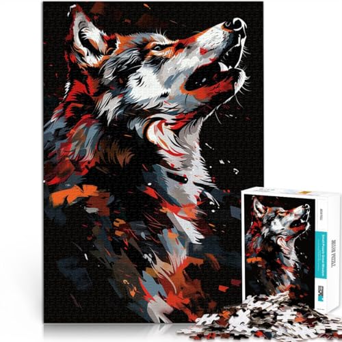 Puzzle für Erwachsene, Wolf-Graffiti-Kunst, Puzzle für Erwachsene, 1000 Teile, 50 x 75 cm, Holzpuzzle, geeignet für Erwachsene, Lernspiele für Erwachsene und Kinder von BBVNFLIR