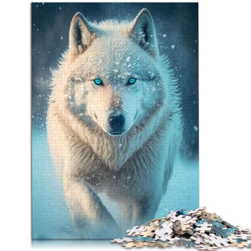 Puzzle für Erwachsene, weißer Wolf, 1000 Teile, Puzzle für Erwachsene, 50 x 75 cm, Holzpuzzle für Erwachsene und die Familie, anspruchsvoll, Aber unterhaltsam und humorvoll von BBVNFLIR