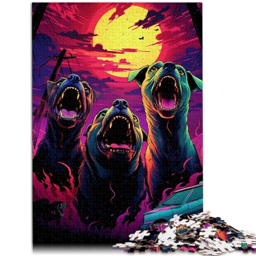 Puzzle für Erwachsene Bösartige Hunde jagen bei Sonnenuntergang. Puzzle für Erwachsene und Kinder, 1000 Teile, 50 x 75 cm, Holzpuzzle für Kinder ab 14 Jahren, Heimdekoration von BBVNFLIR