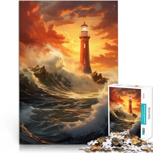 Puzzle für Erwachsene Leuchtturm in der Brandung 1000 Teile Puzzle 50x75cm Holzpuzzle Jugendliche und Kinder Heim Lernspiele DIY Spielzeug von BBVNFLIR