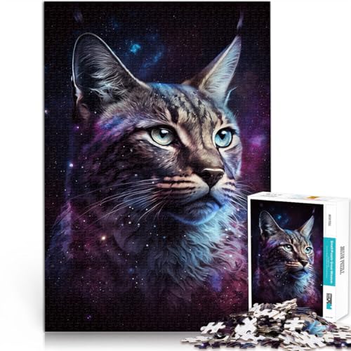 Puzzle für Erwachsene Luchs-Tier-Galaxie-Puzzle 1000 Teile für Erwachsene 50 x 75 cm Holzpuzzle für Erwachsene und Kinder ab 14 Jahren, tolles Geschenk für Erwachsene und Kinder von BBVNFLIR