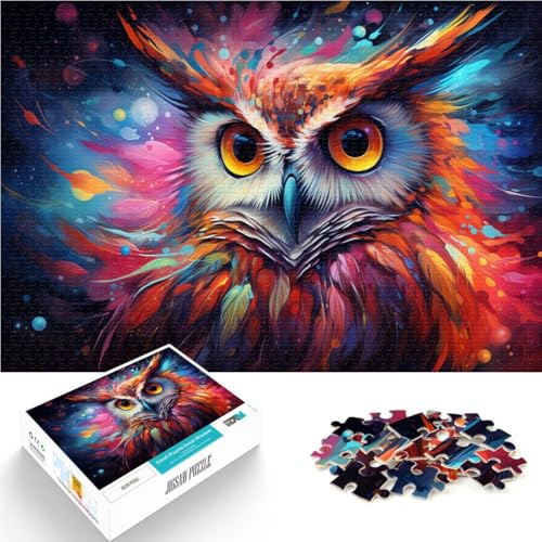 Puzzle für Erwachsene Puzzle Geheimnisvolle kosmische Eule 1000 Teile für Erwachsene 50x75cm Holzpuzzle für Kinder ab 14 Jahren Lernspielzeug von BBVNFLIR