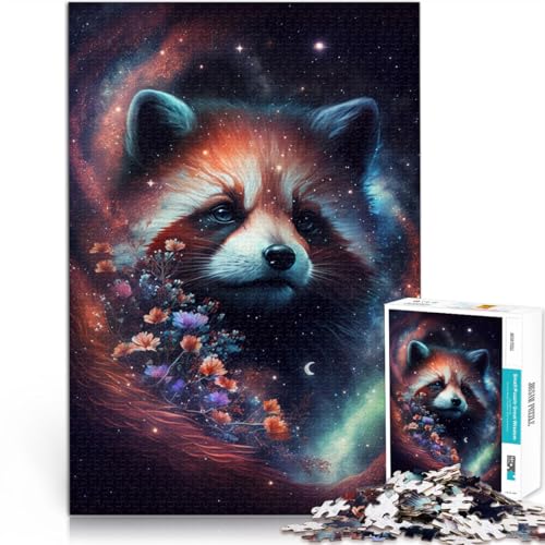 Puzzle für Erwachsene Roter Panda und Blumen Puzzle 1000 Teile 50x75cm Holzpuzzle Teenager und Kinder Lernpuzzle von BBVNFLIR