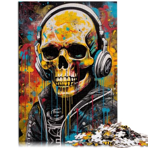 Puzzle für Erwachsene mit Graffiti-Totenkopf-Kunstwerk für Erwachsene, Puzzle 1000 Teile, 50 x 75 cm, Holzpuzzle für Erwachsene und Kinder ab 14 Jahren, Spielzeug-Wanddekoration von BBVNFLIR